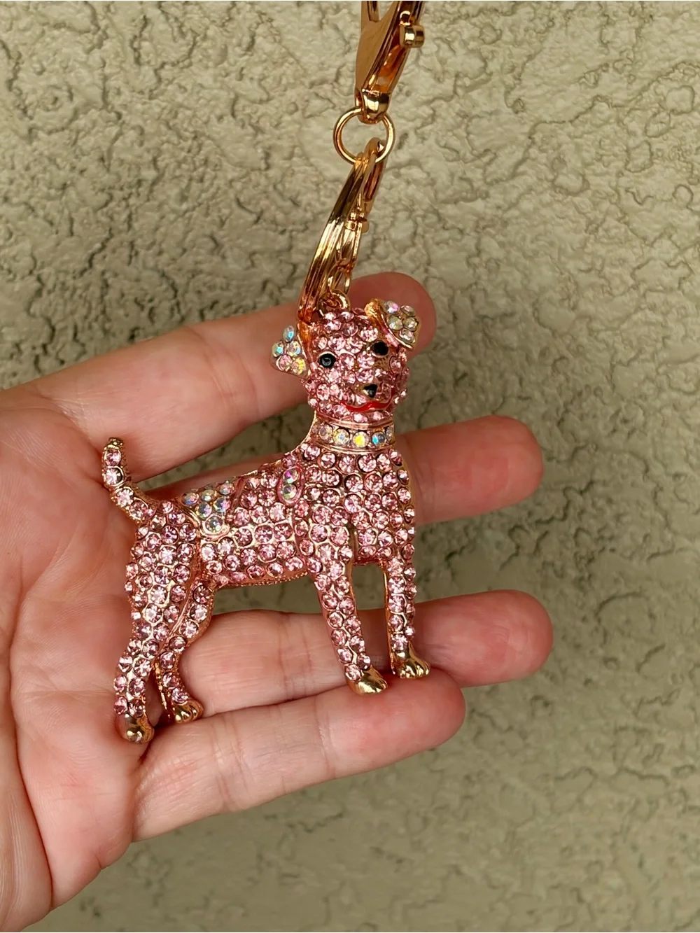 Pink Crystal Dog Keychain/Bag Charm